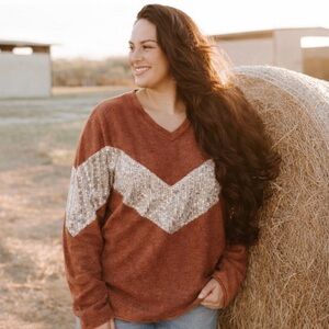 Contrast Sequin Solid Knite Top